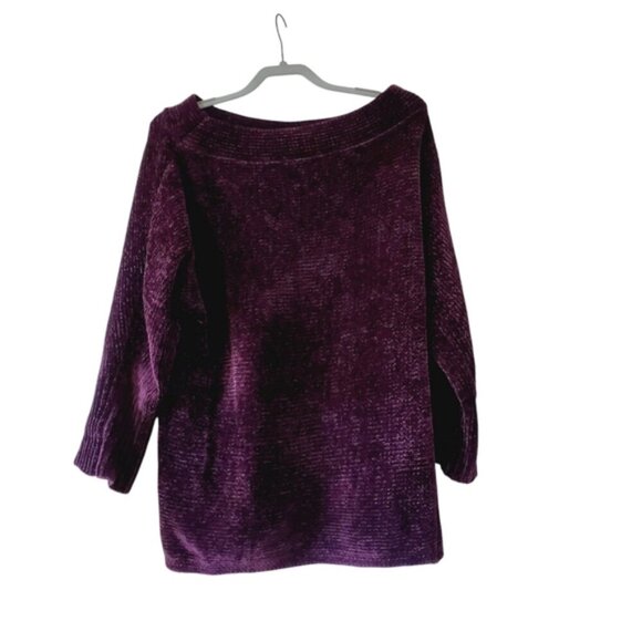 Dynamite Velvet Chenille Purple Boatneck Chunky Longline Sweater M - Picture 2 of 7